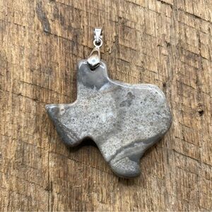 Gray Agate Texas Shaped Necklace Pendant